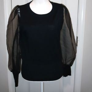 Sweater with sheer sleeves